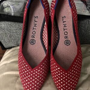 Rothy's Red and White Patterned Flats